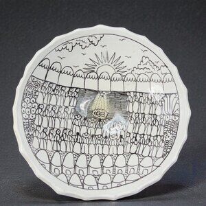 Hand Made Mexico Pottery Footed Dish Bowl Signed Marcos Gutierrez Pueblo FolkArt